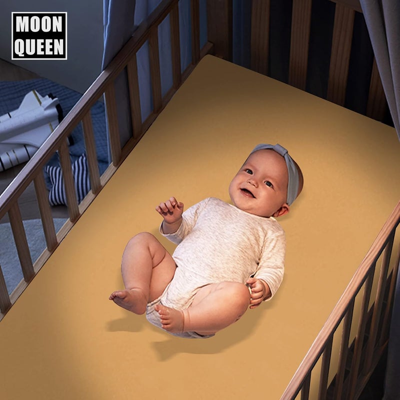 MOONQUEEN 2-Pack Baby Fitted Crib Sheets - Soft Breathable Microfiber Toddler Nursery Sheet Set for Boys and Girls, Fits Standard Size Crib Mattress 28 x 52 x 8in, orangey - Image 3
